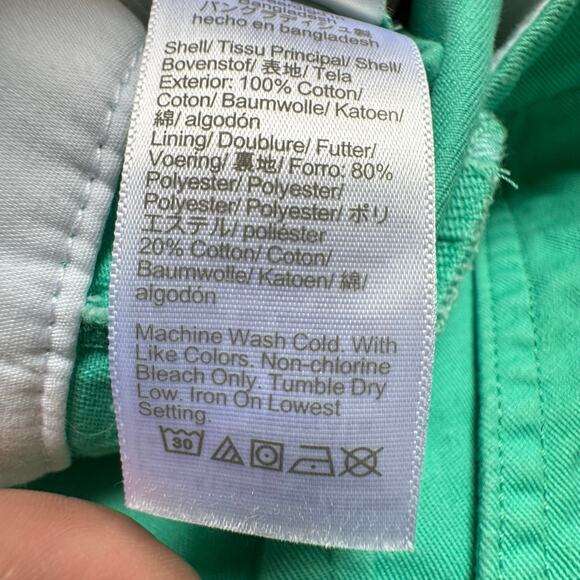 J.CREW Women’s 10  Green Chino Shorts Cotton Slash Pockets Hook & Loop Closure - Picture 6 of 7